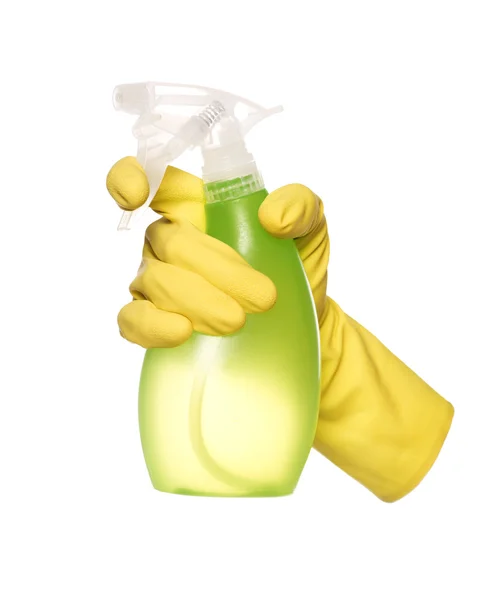 Luva de proteção e frasco de spray — Fotografia de Stock