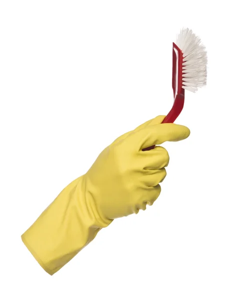 Protection glove and a dishbrush — Stock Photo, Image