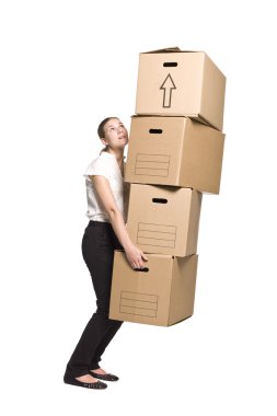 Woman with boxes clipart