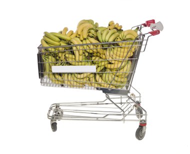 Shopping cart with bananas clipart