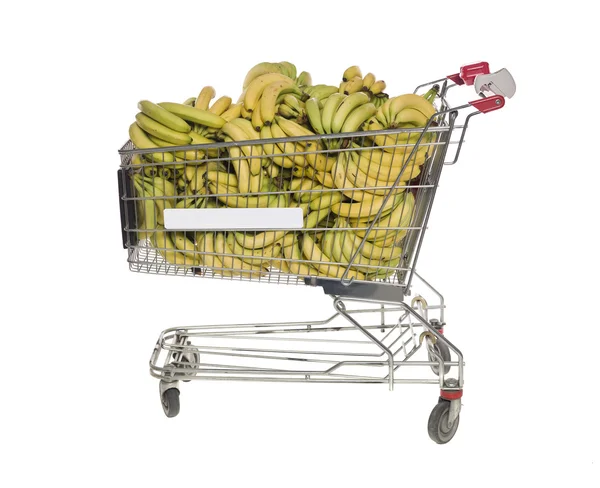 Shopping cart with bananas — Stock Photo, Image