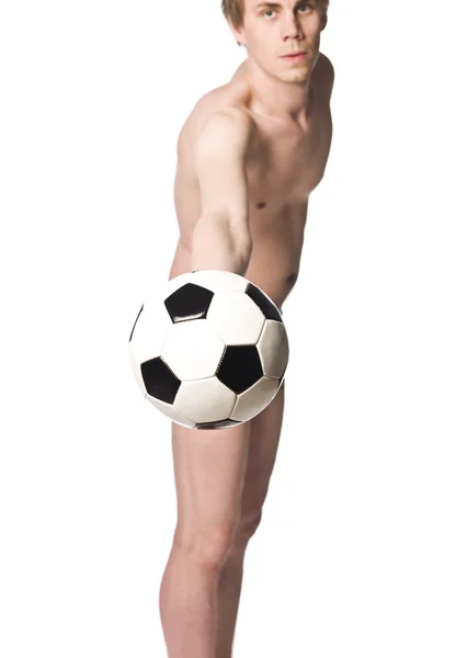 Muž s fotbal — Stock fotografie