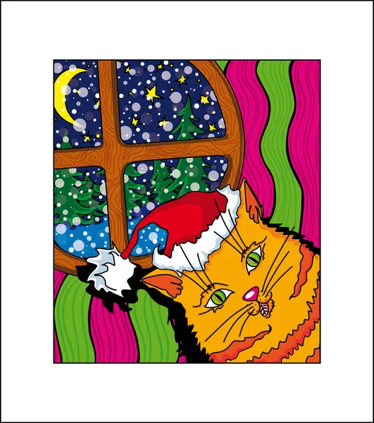 ปีใหม่แมวสีส้ม — ภาพเวกเตอร์สต็อก