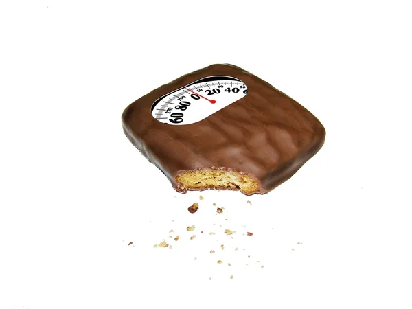 Escala de peso de biscoito de chocolate — Fotografia de Stock