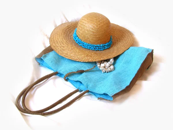 비치 모자와 핸드백 — 스톡 사진