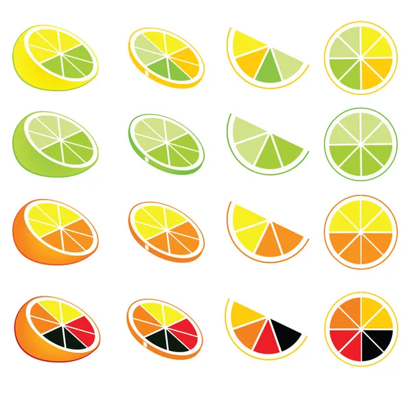 Logos et icônes citron et orange — Image vectorielle