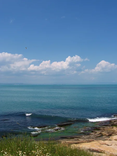 stock image Sea coast with rock formations