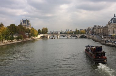 Boats on Seine river clipart