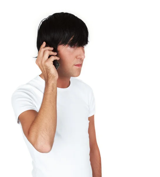Genç adam cep telefonuyla konuşan — Stok fotoğraf