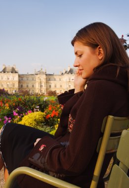 Sunset in Luxembourg garden clipart