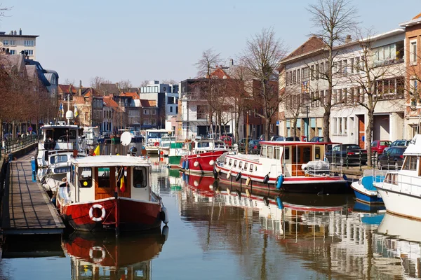 Mechelen boats — Stock Photo, Image
