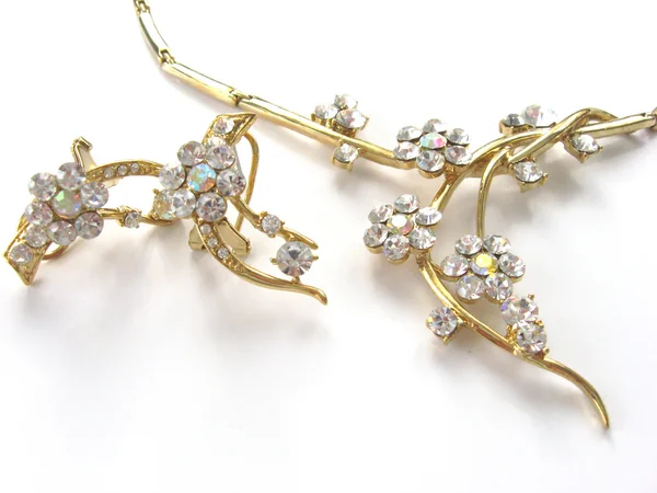 Zlatý náhrdelník a náušnice — Stock fotografie