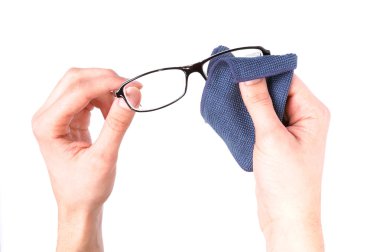 Man hands wiping glasses clipart