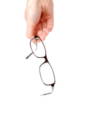 Eyeglasses in woman hands clipart