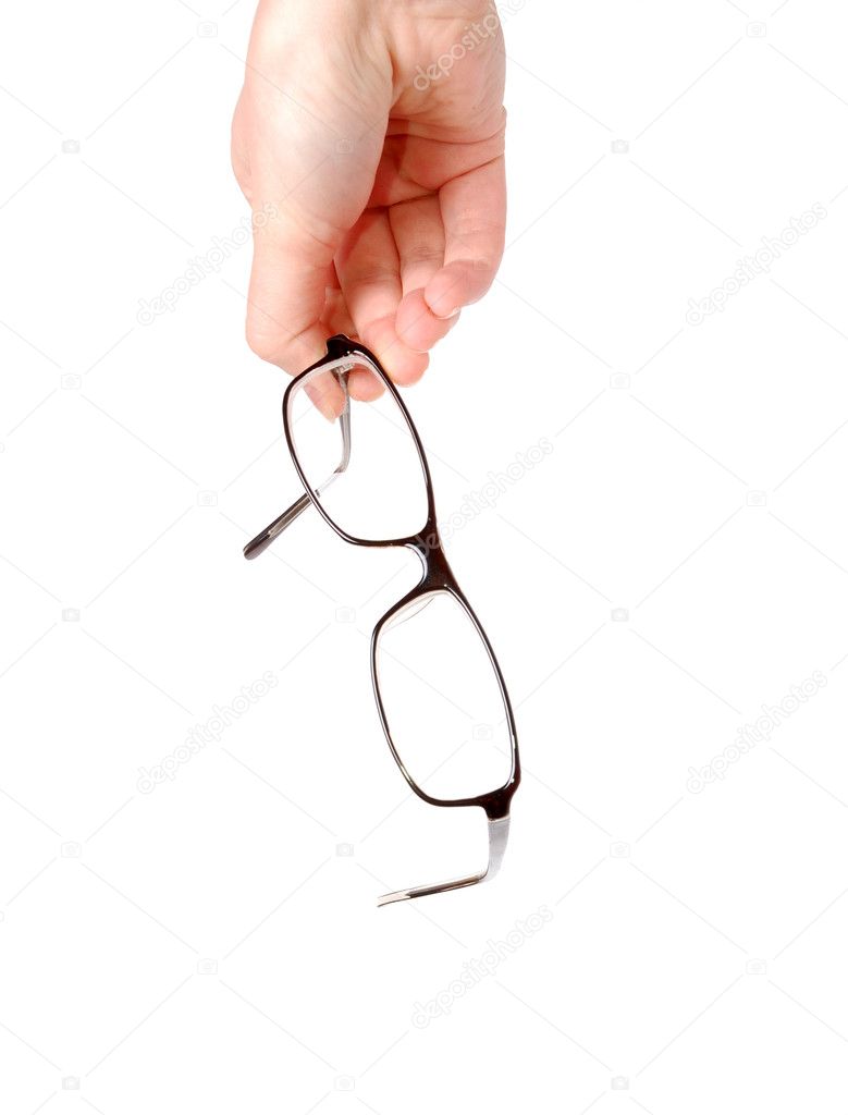 Eyeglasses in woman hands