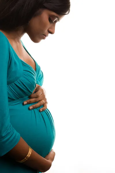 Schwangere im 7. Monat Stockfoto