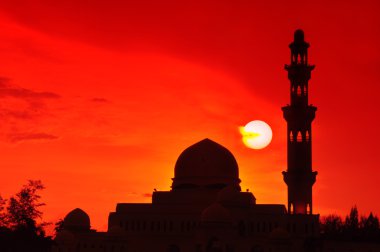 Silhouette of a mosque. clipart