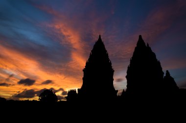 Hindu temple in sunset clipart