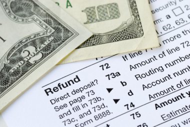 Money refunded on the tax return clipart