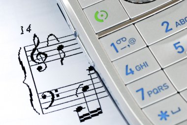The music sheet represents the ring tone clipart