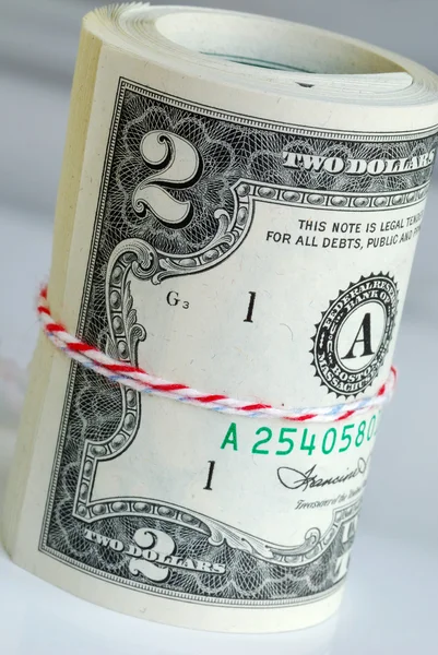 Ein Band von US-2-Dollar-Scheinen — Stockfoto
