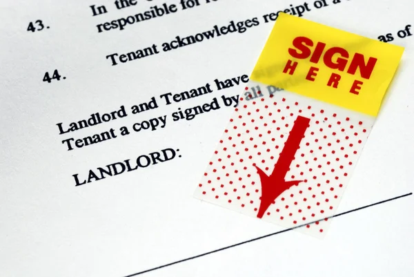 The sign-here sticker — Stock Photo, Image