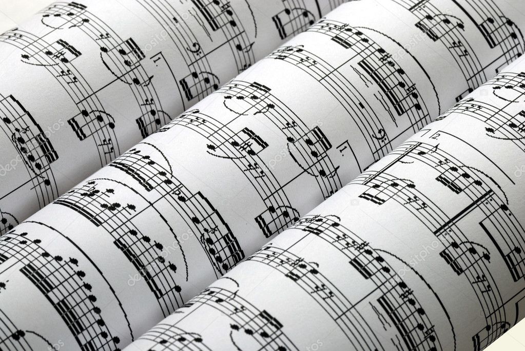 Three music sheets on a row