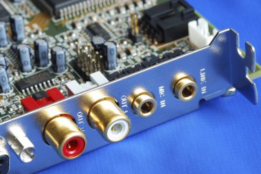 Close up view of a sound card clipart