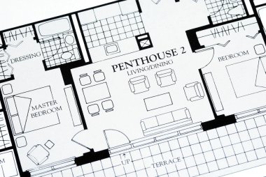 A floor plan focused on the living room clipart