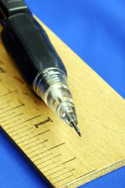 Ruler and pencil are tools for carpenter — Stock Photo, Image
