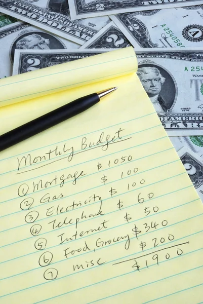 Determinar el presupuesto mensual Imagen de stock