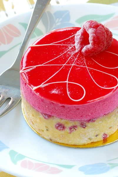 Een heerlijke rode bes gebak op een plaat — Stockfoto