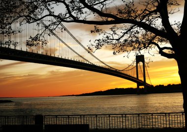 Beautiful Sunset on the bridge clipart