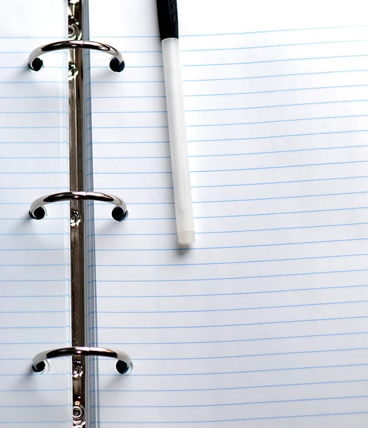 Open blank notebook and pen — Stock Photo, Image