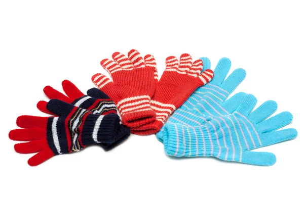 Pruhované červené tři dvojice rukavice — Stock fotografie