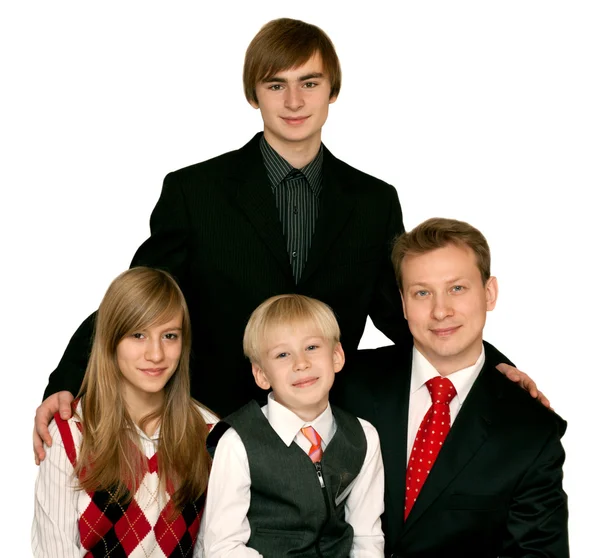 Vader en drie kinderen — Stockfoto