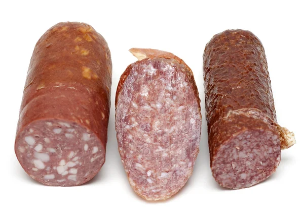 Three pieces of the sausage — Stock Photo, Image