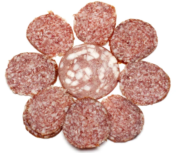 Sausage slice put by pattern — Stock Photo, Image