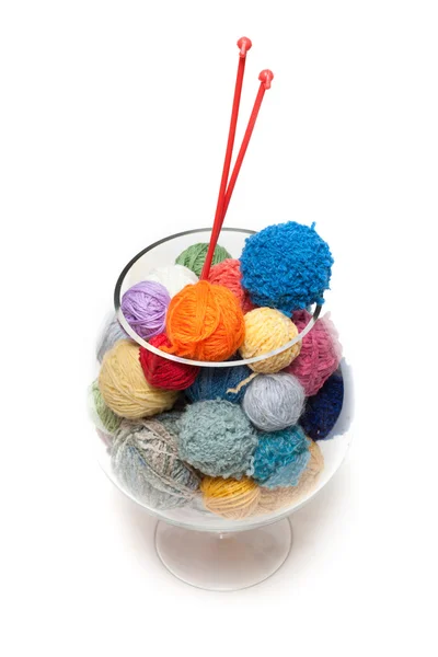 Ball for knitting in glass — Stock Photo, Image