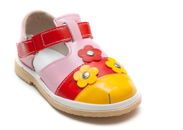 Varicoloured läder baby sandal — Stockfoto
