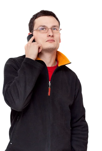 Portrait men with telephone — Stock Photo, Image