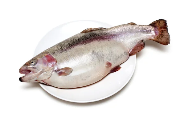 Рыбная форель на тарелке — стоковое фото