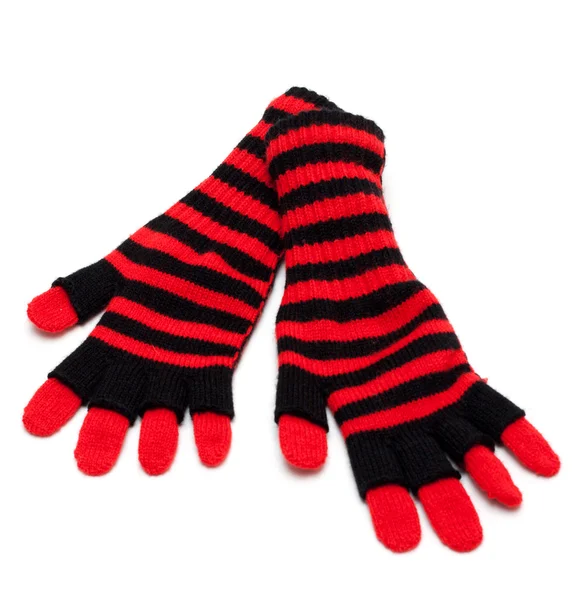 Полосатая красная пара перчаток — стоковое фото