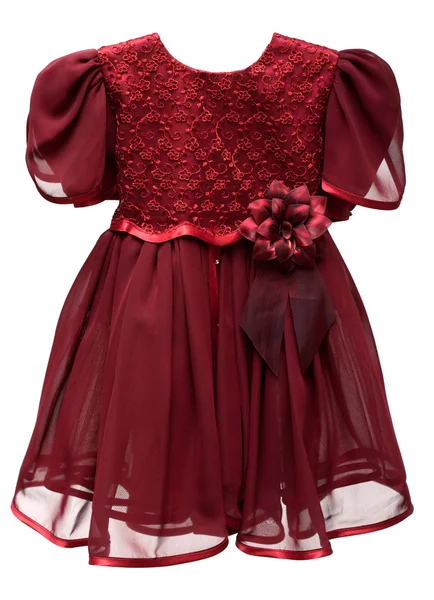 Zarif koyu kırmızı bebek elbisesi — Stok fotoğraf