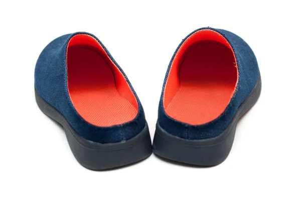 Par baby skor med orange innersula — Stockfoto