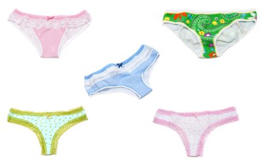 Five panties on white background clipart