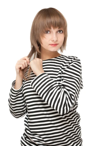Girl in striped tanktop — Stock Photo, Image