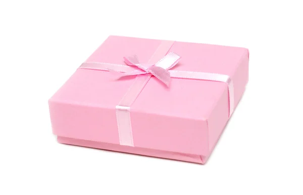 Rosa presentförpackning med rosett — Stockfoto