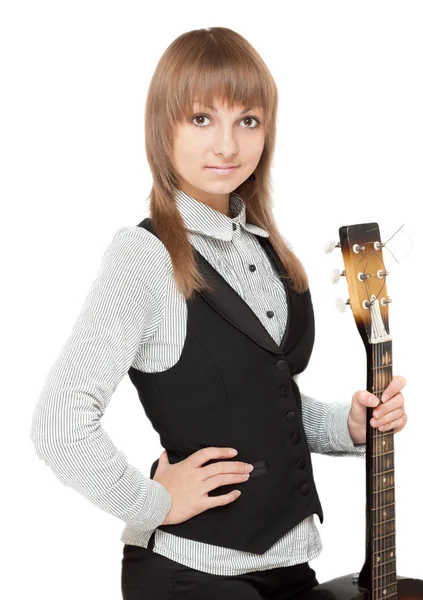 Fiatal lány gitárral — Stock Fotó