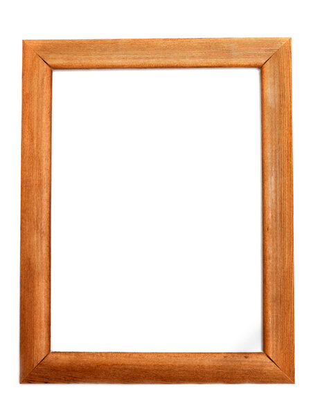 Wooden frame for photography on white background